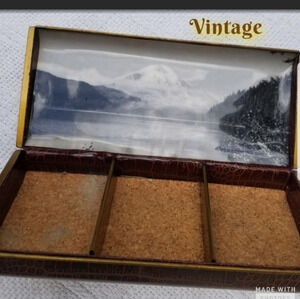 Vintage Scenic‎ 60's brass and croc embossed box